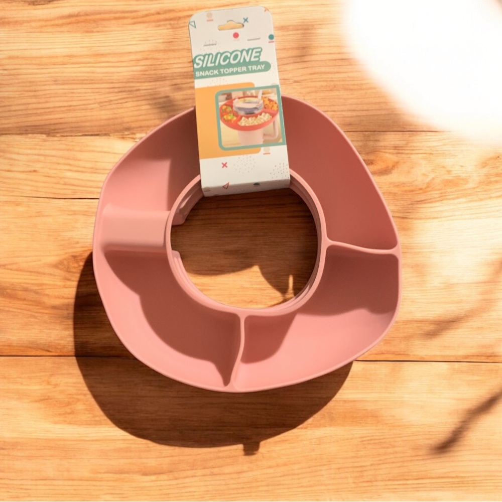 Pink Silicone Snack Topper Tray NEW